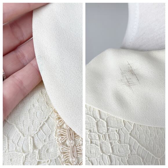 Vintage 60s Mod Handmade Peter Pan Collar Button Bib Lace Wedding Dress Size 0 - Picture 7 of 7